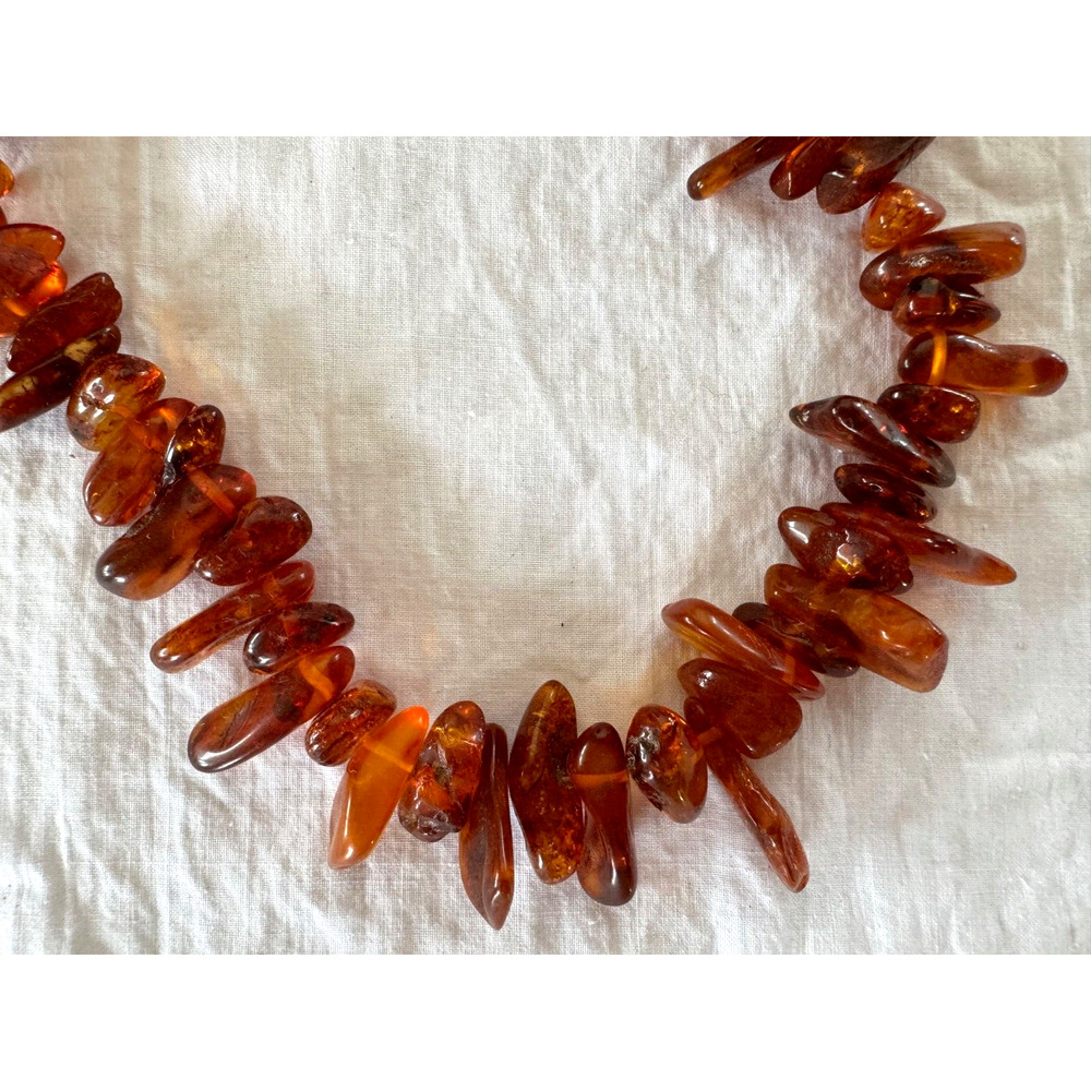 Vintage Natural Baltic Cognac Amber Chip Bead Necklace 13"
